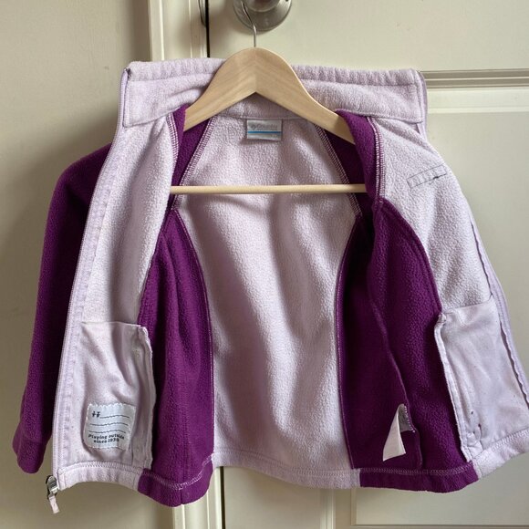 Girls' Columbia Purple Fleece Jacket, XS - Picture 2 of 3